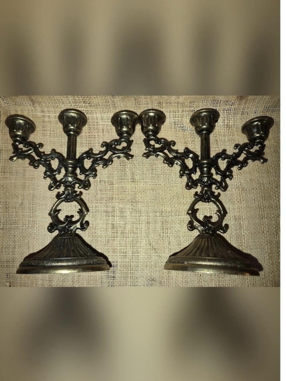 Interpur Italian Vintage Pair Brass Candelabras Mid Century Modern Made in Italy